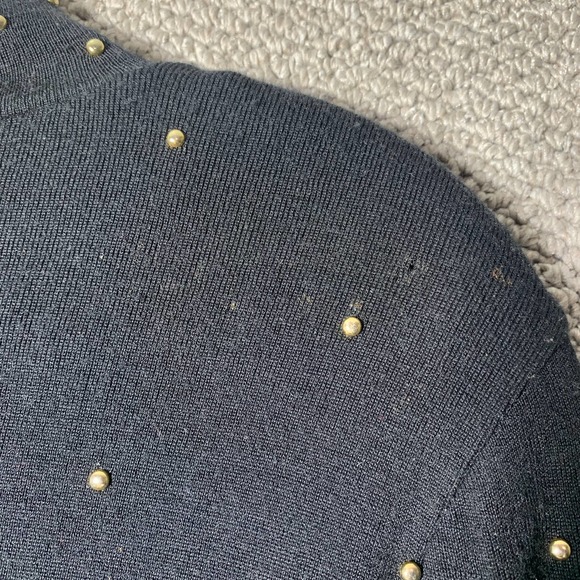 Ann Wi Womens Sweater Size Small Black Wool Blend Studded Ornate Pullover Artsy - Picture 6 of 11